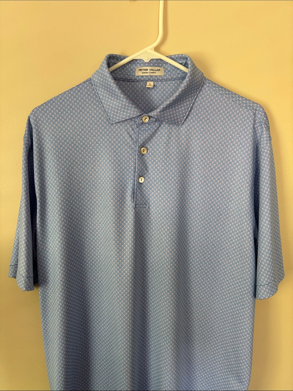 Peter Millar Sky Blue Summer Comfort Micro-Print Polo